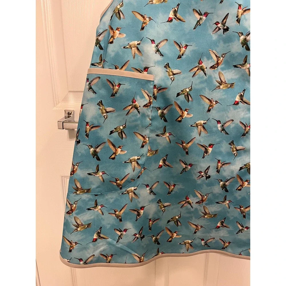 Criss Cross Apron Pockets: Hummingbird Print, S-L Cottagecore Crossback Apron